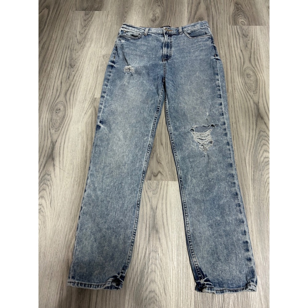 Hudson Holly Straight High Rise Distressed Acid Wash Jeans Size 30 Light Blue
